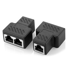 2Pcs 1 to 2 LAN Ethernet Network Cable RJ45 Female Splitter Connector Adapter