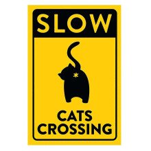 Slow Down Sign Cats Crossing Sign Metal Warning Sign with Cat Butt Pattern Yard Sign for Cat Safety Cat Owners Gift