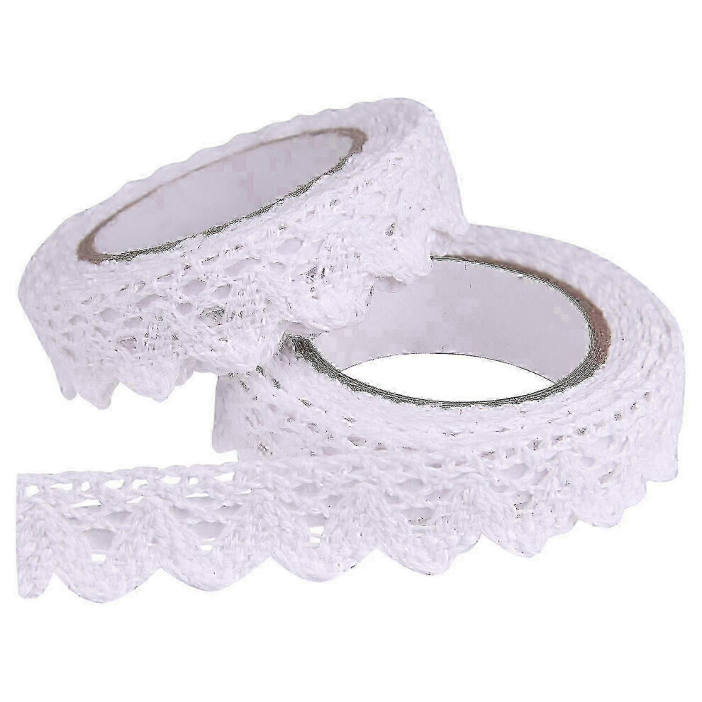 Lace Ribbon Self Adhesive White Lace Ribbon Trim Scrapbooking Card Making Supplies Vintage Decorations (White)