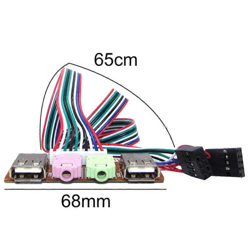 6.8cm PC Computer Case Front Dual USB Audio Port Panel Mic Earphone Jack Cable 2