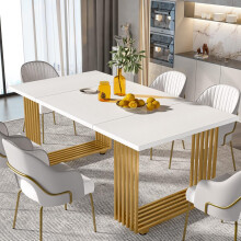 Tribesigns Dining Table 180 x 80cm Dining Room Table with Gold Metal Legs, Dining Room Kitchen Table
