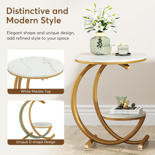 Tribesigns Tribesigns Side Table Side Table, 2-Tier Side Table with C-Shaped Frame 2