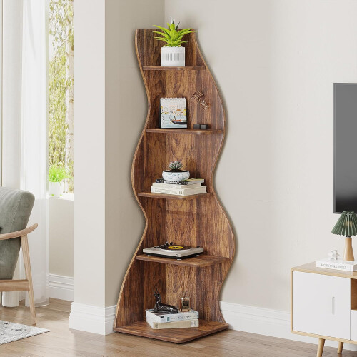 Tribesigns Tribesigns Corner Shelf 5 Tier Wall Corner Bookshelf, Corner Bookcase Storage Rack