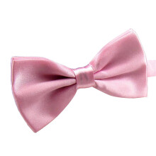 (Pink)Bow Tie Solid Color Wear Easily Polyester Adjustable Bow Tie Pre Tied for Formal Occasions Qinhai