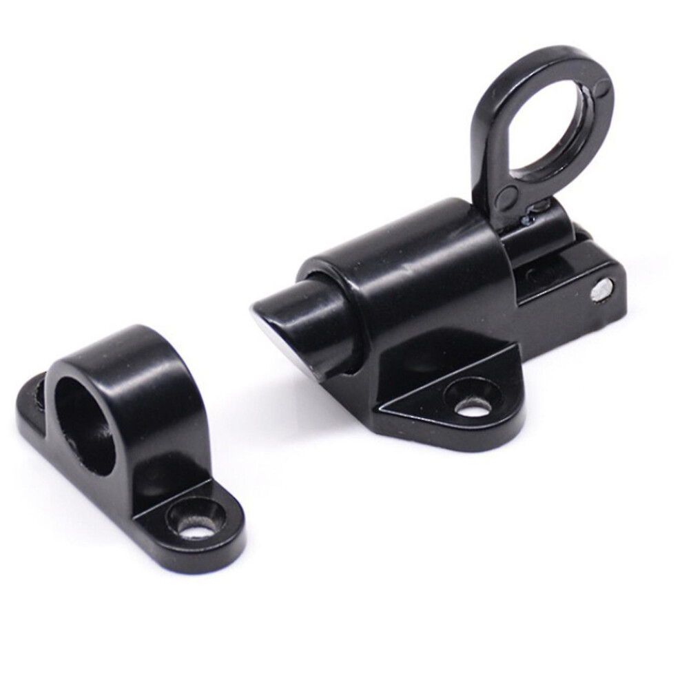 (Silver) 2Pcs Solid Aluminum Alloy Spring Automatic Latch Push-Pull Glass Door And Window Latch Lock Latch Door Bolt Silver