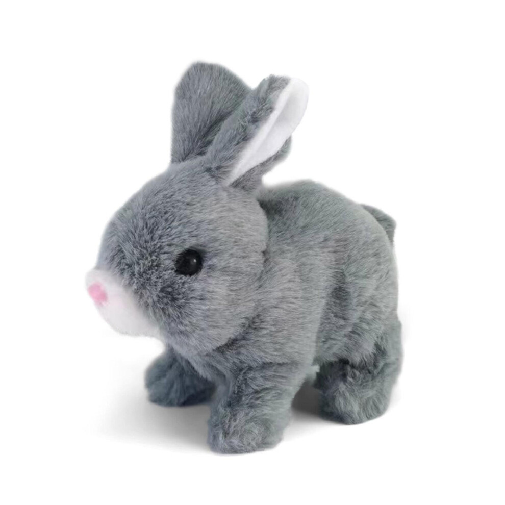 (Grey) Bunny Toys Educational Interactive Toys Bunnies Can Walk And Talk,Bunny Stuffed Animal, Easter Plush Bunny, Walking, Hopping, Wiggle Ears, Twit Grey