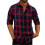 (L,red)Men's Long-Sleeve Flannel Shirt 1