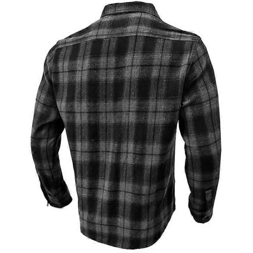 (L,black grey)Men's Long-Sleeve Flannel Shirt 2