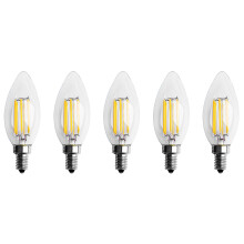 5X Dimmable E12 6W COB Candle Flame Filament LED Light Bulb Lamp 10 x 3.5cm