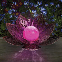Solar Lotus Garden Outdoor Flower Silhouette Bronze Multi Coloured