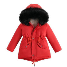 (170cm,red)Girl Winter Coats Heavyweight Hooded Puffer Jacket Kid Parka Fleece Snow Outwear