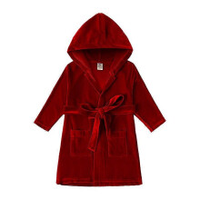 (80,color2)Girls Robe Fleece Hooded Robe With Belt