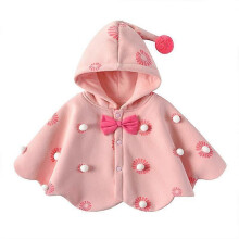 (120,Pink)Baby Girls Winter Hooded Outerwear Capes Poncho Coat
