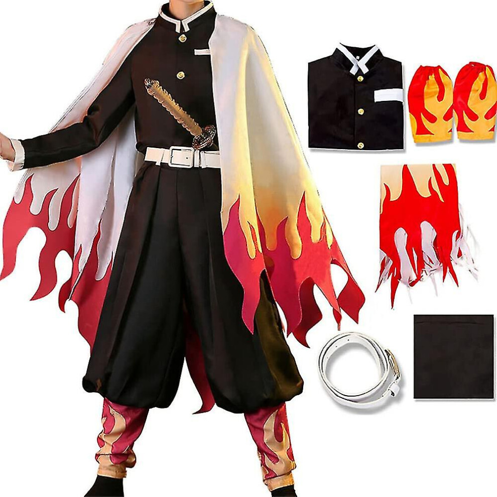 (2XL) Demon Slayer Rengoku Kyoujurou Cosplay Costume Outfit Set Party Fancy Dress Up
