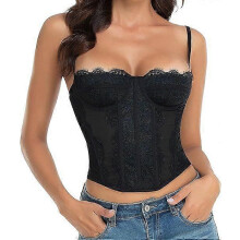 (XL,Black)Lace Bustier Corset Tops for Women,Sexy Going Out Party Club Top