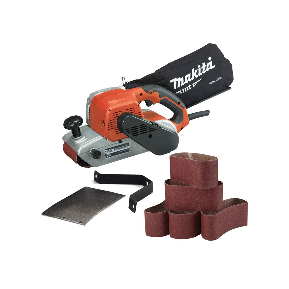 Makita M9400 4" 100 x 610mm Heavy Duty Belt Sander & Dust Bag 240v +5 Belts 9404