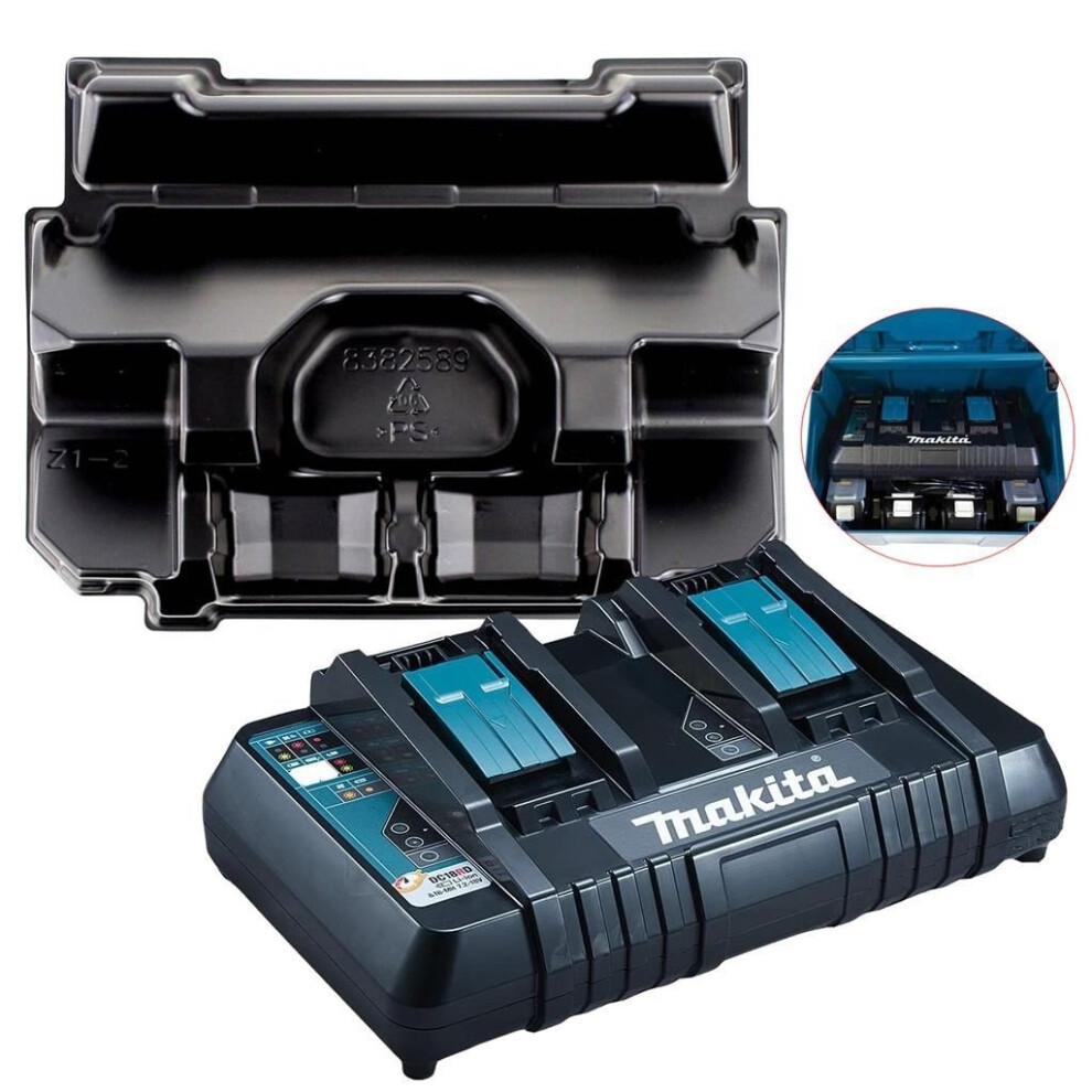 Makita DC18RD 240v 18v Dual Port Fast Battery Charger + Makpac 3 Case Inlay