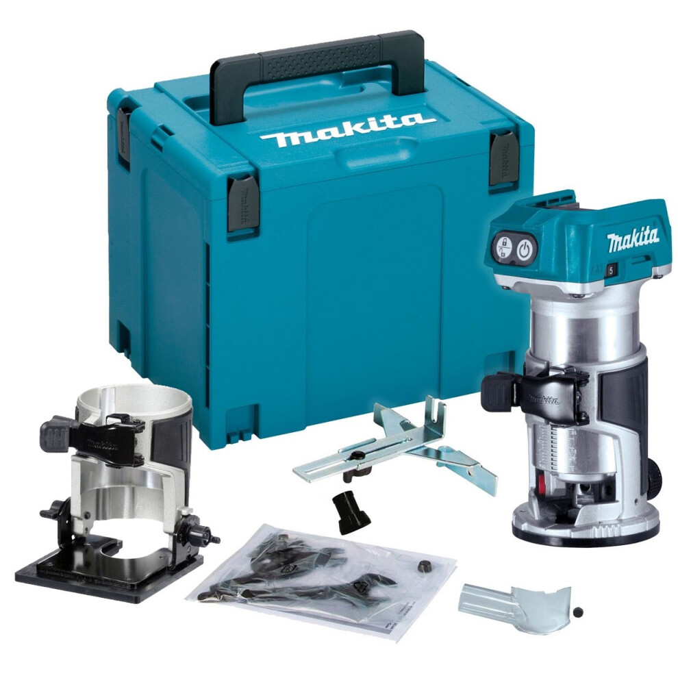 Makita DRT50Z 18V Cordless Brushless Laminate Router Trimmer + Bevel Base + Case