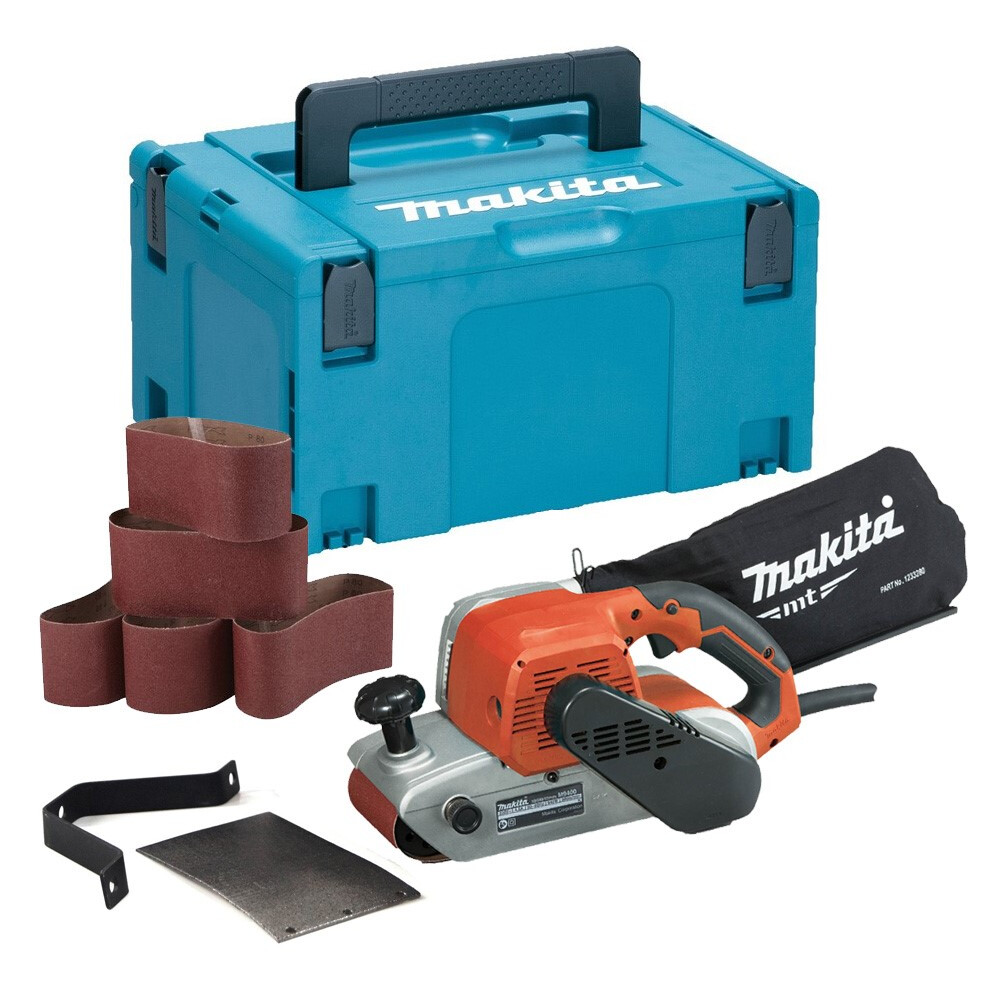Makita M9400 4" 100mm x 610mm Belt Sander 240v + 6 Sanding Belts + Makpac Case