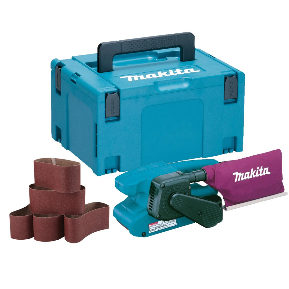 Makita 9911 3" 75 x 457mm Belt Sander 240v + 6 Sanding Belts + Makpac Case