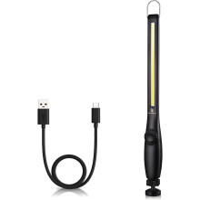 Luz de trabajo LED - Luz de trabajo COB recargable de 750 l?menes, con indicador de capacidad de energ?a, base magn?tica, rotaci?n de 360?, cable USB,