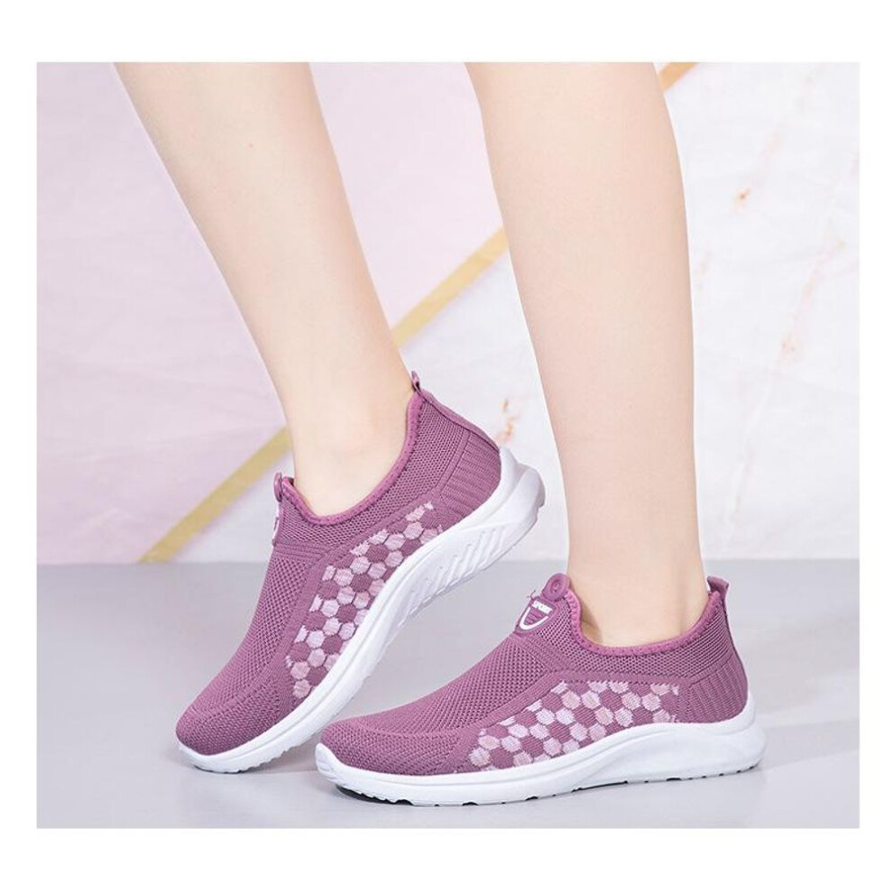 (purple, 38) Fashion Women&apos;s Casual Shoes Mesh Breathable Anti-slip Walking Shoes