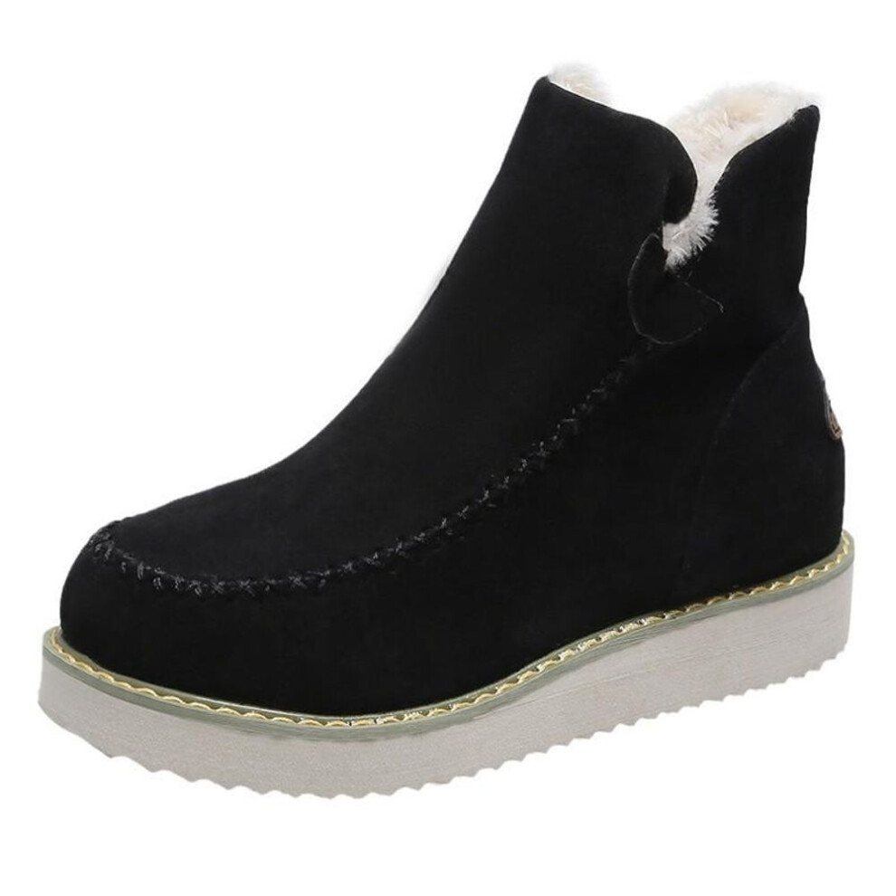 (black, 41) New Ladies Large Size Thick Sole Warm Casual Shoes Waterproof And Non-slip Women&apos;s Fashion Short Boots