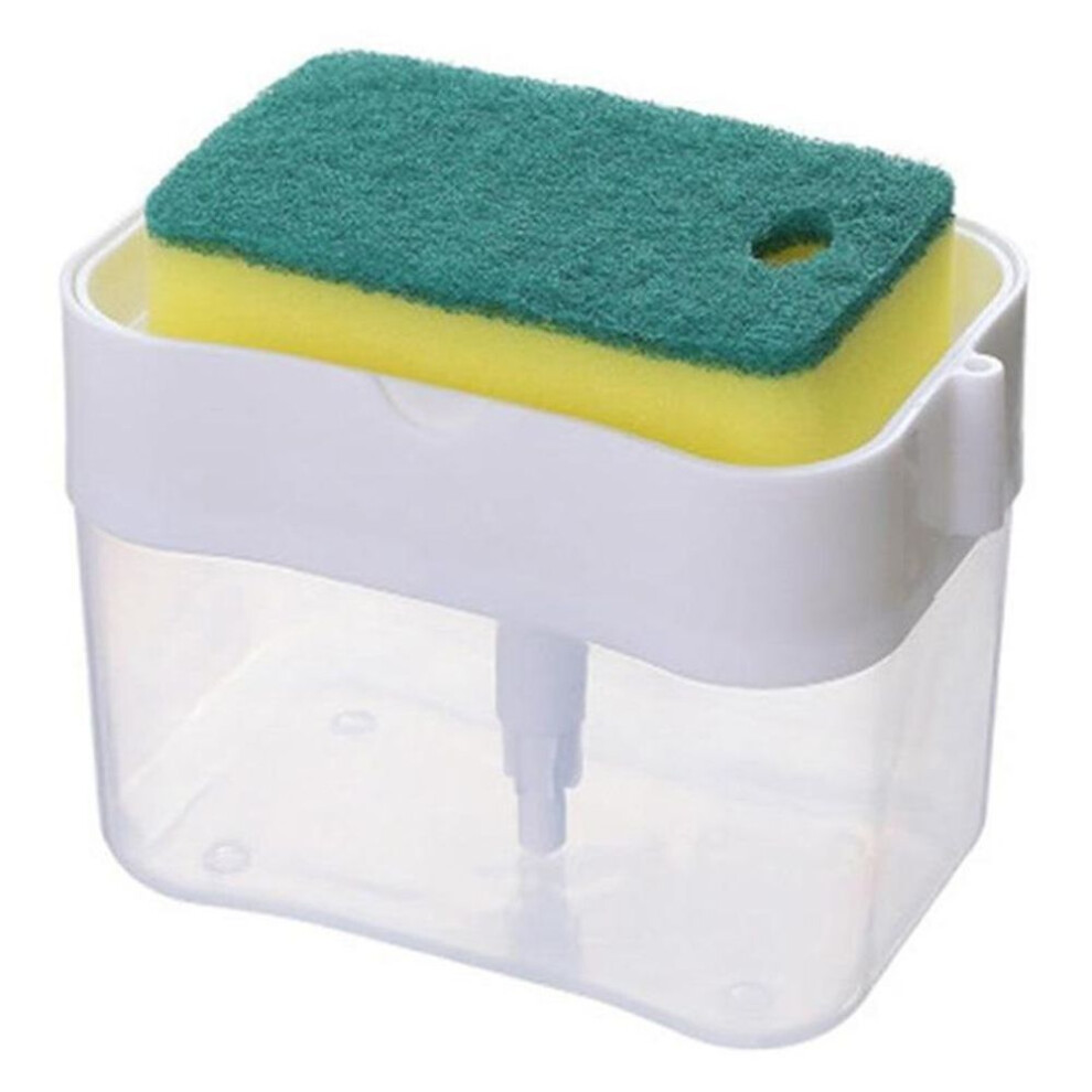 (white) 1 Set Soap Box Kitchen Automatic Dispenser Detergent And Liquid Box Sponge