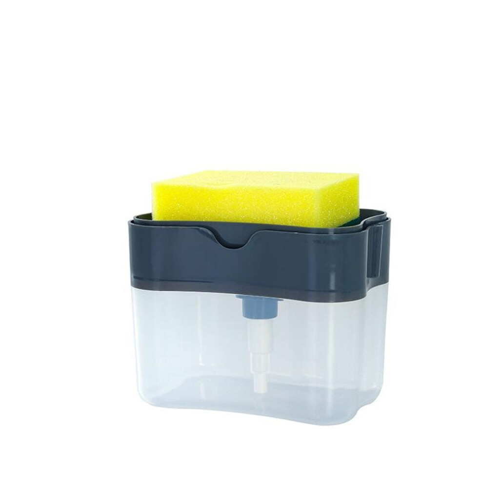 (navy blue) 1 Set Soap Box Kitchen Automatic Dispenser Detergent And Liquid Box Sponge