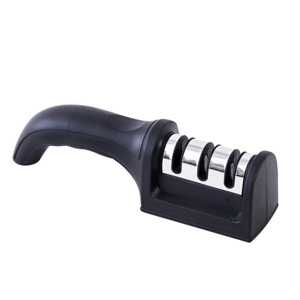 (black) Kitchen 3-segment Knife Sharpener Household Multi-functional Hand-held Three-purpose Black Sharpening Stone
