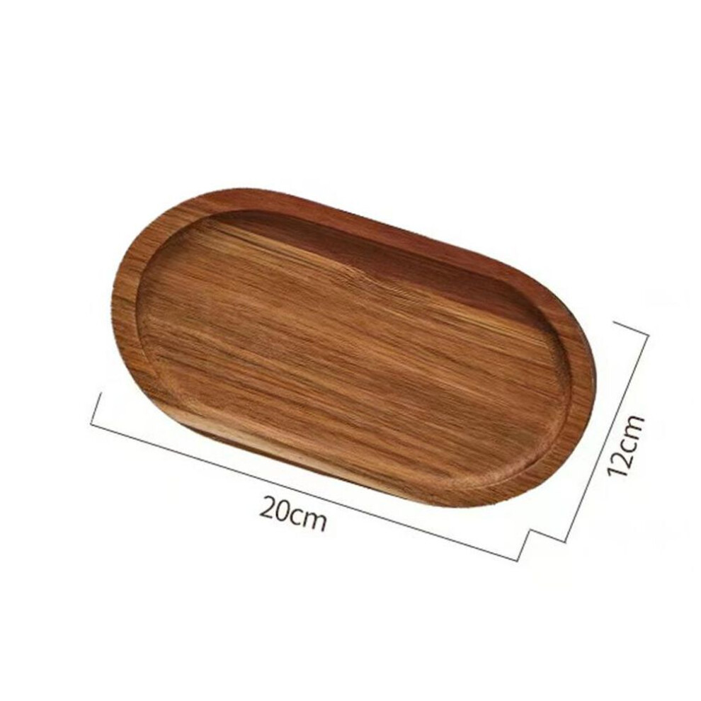 (dark brown) Wikhostar Wooden Dessert Plate Tableware Solid Wood Round Dessert Plate Japanese-style Wooden Tray Snack Plate Dried Fruit Plate Tea Tray