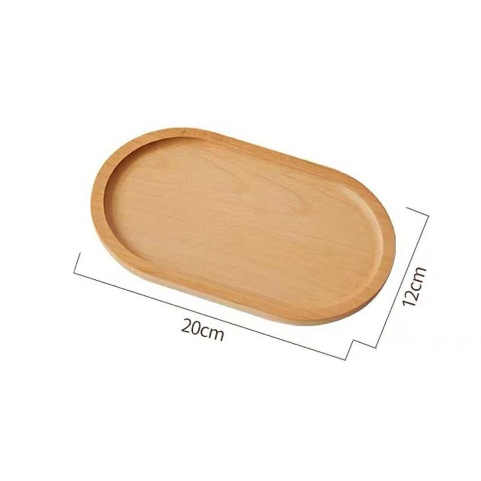 (light brown) Wikhostar Wooden Dessert Plate Tableware Solid Wood Round Dessert Plate Japanese-style Wooden Tray Snack Plate Dried Fruit Plate Tea Tray