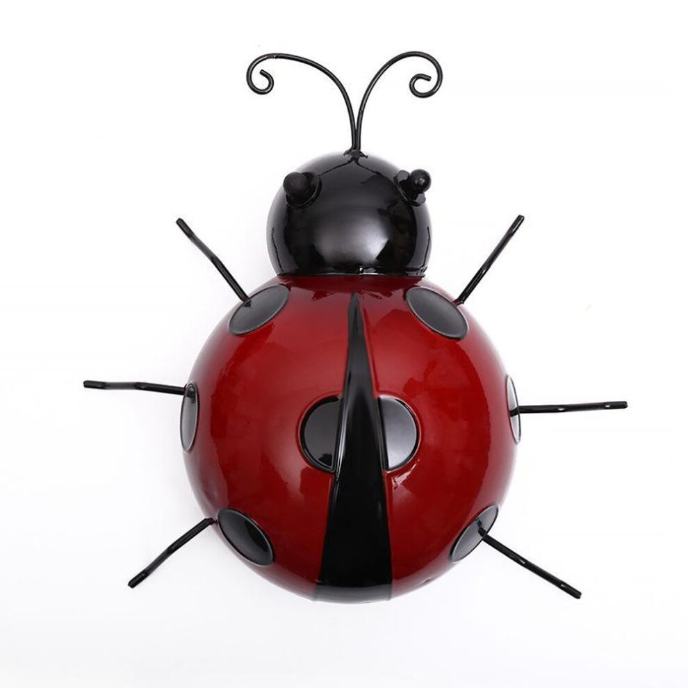 (red) 1pc Metal Ladybug Yard Decoration Decorative Hanging Ladybug Wall Sculpture Garden Sculpture Wall
