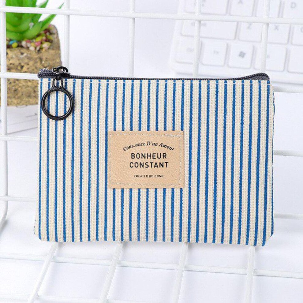 (sky blue) 1pc Unisex Canvas Purse Card Key Mini Purse Pouch Small Zipper Coin Purse Card Holder Wallet