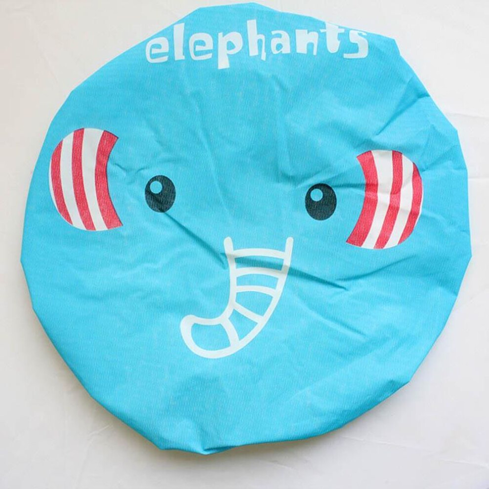 (blue) Cute Cartoon Lace Elastic Shower Bath Cap Women Hat For Baths And Saunas