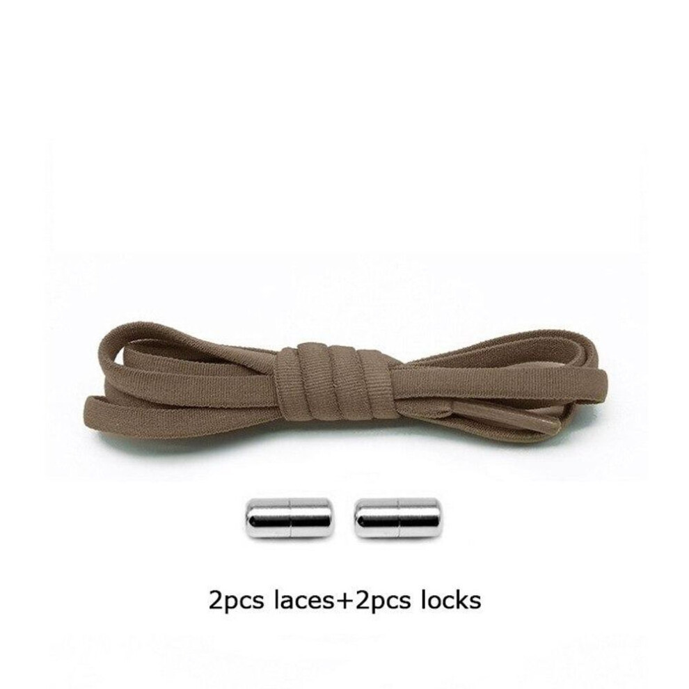 (brown) 1Pair New Shoelaces Without Ties For Kids Adult Quick Lazy Laces Women Men Metal Lock Elastic Shoe Laces Sneakers Shoe Strings