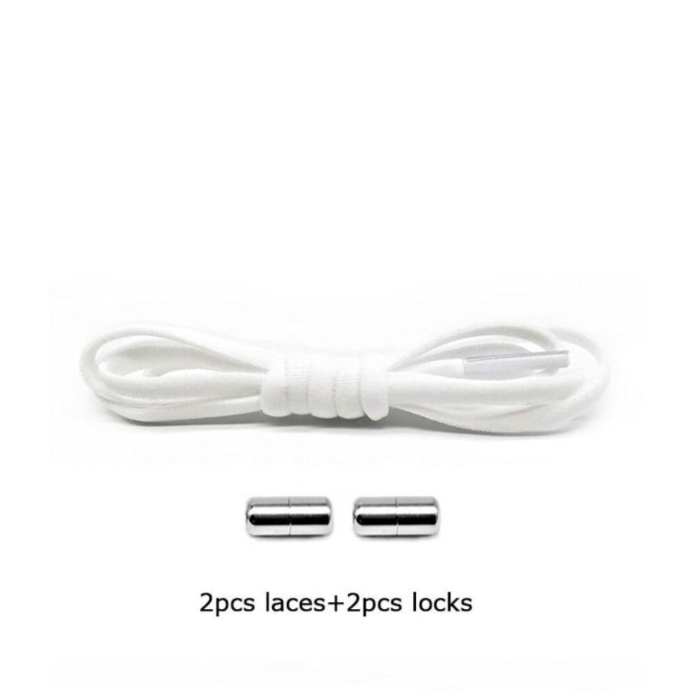 (white) 1Pair New Shoelaces Without Ties For Kids Adult Quick Lazy Laces Women Men Metal Lock Elastic Shoe Laces Sneakers Shoe Strings