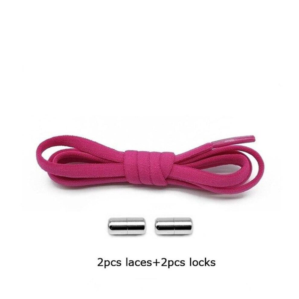 (rose) 1Pair New Shoelaces Without Ties For Kids Adult Quick Lazy Laces Women Men Metal Lock Elastic Shoe Laces Sneakers Shoe Strings