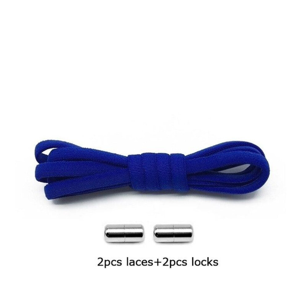 (dark blue) 1Pair New Shoelaces Without Ties For Kids Adult Quick Lazy Laces Women Men Metal Lock Elastic Shoe Laces Sneakers Shoe Strings