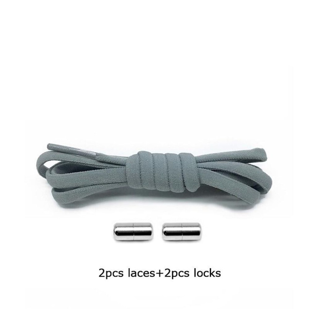 (grey) 1Pair New Shoelaces Without Ties For Kids Adult Quick Lazy Laces Women Men Metal Lock Elastic Shoe Laces Sneakers Shoe Strings