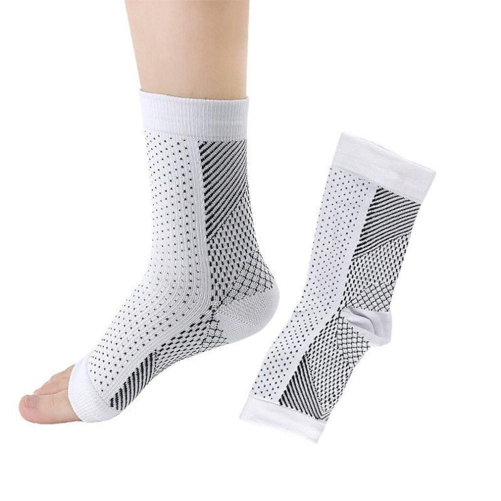 (white, S/M) Sports Ankle Brace Compression Sleeve for Joint Pain Relief