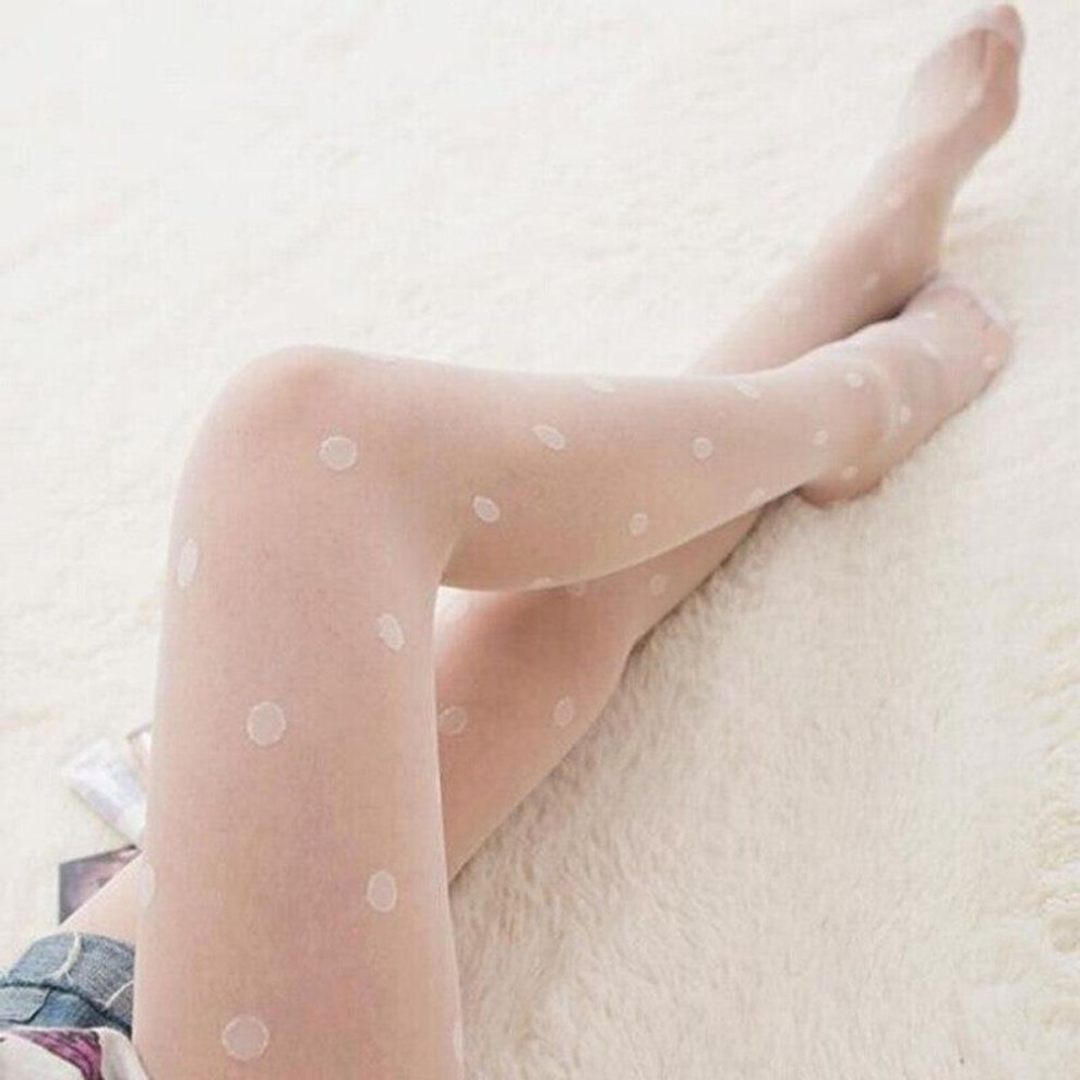(white) Summer Nylon Dot Print Women Sexy Tights Female Ladies Fishnet Mesh Seamless Pantyhose Girls Sweet Black White Silk Tight