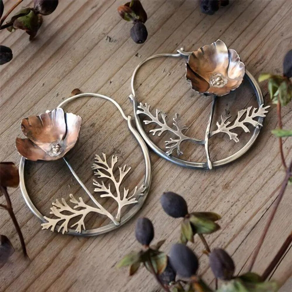 (as the picture) New Bohemian Vintage Ethnic Style Plant Flower Earrings Fashion Women&apos;s Festival Party Gift Accessories