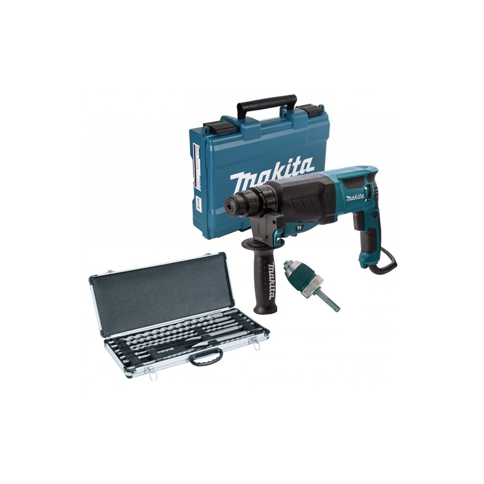 Makita 110v SDS + Rotary Hammer Drill HR2630 Heavy Duty + 16 SDS Bits + Chisels
