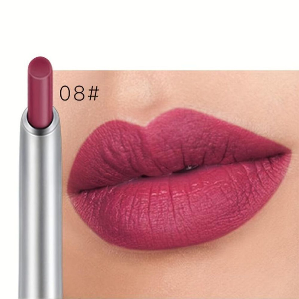 (8#) 12-color Waterproof Matte Lip Liner Pencil  Long Lasting Non-stick Moisturizing Lipstick - Smudge-proof Intense Color Red Contour Tint Lip Gloss