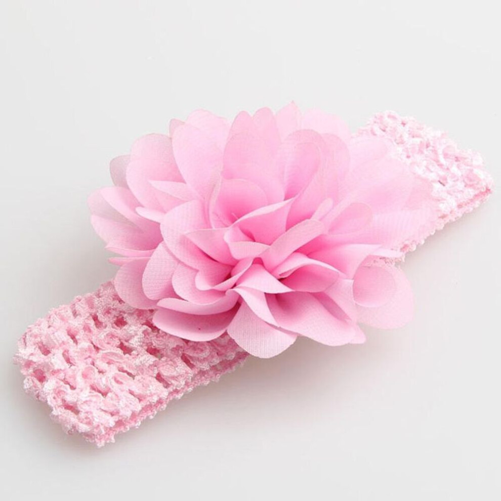 (pink) 1Pcs Spring/Summer NEW Baby Girls Lace Headband Infant Hair Weave Band Chiffon Flower Headband