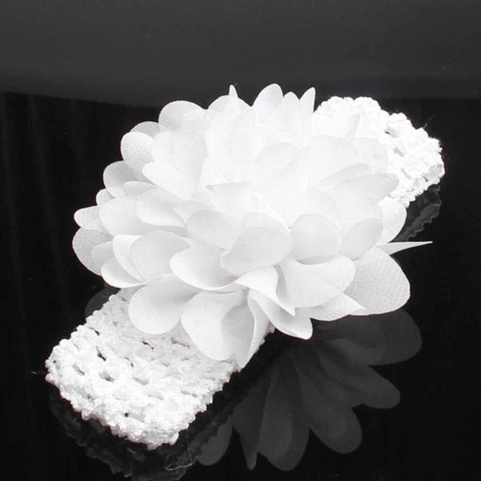 (white) 1pcs Spring/summer New Baby Girls Lace Headband Infant Hair Weave Band Chiffon Flower Headband