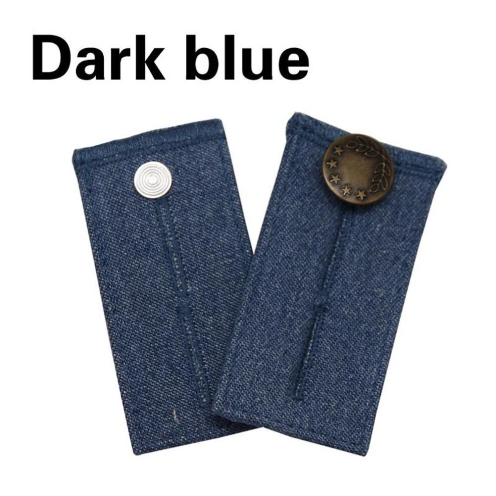 (dark blue) 1pc Jeans Pant Trousers Waist Expander Waistband Extender Button Elastic Adjustment Waist Button Belt Extension Buckle