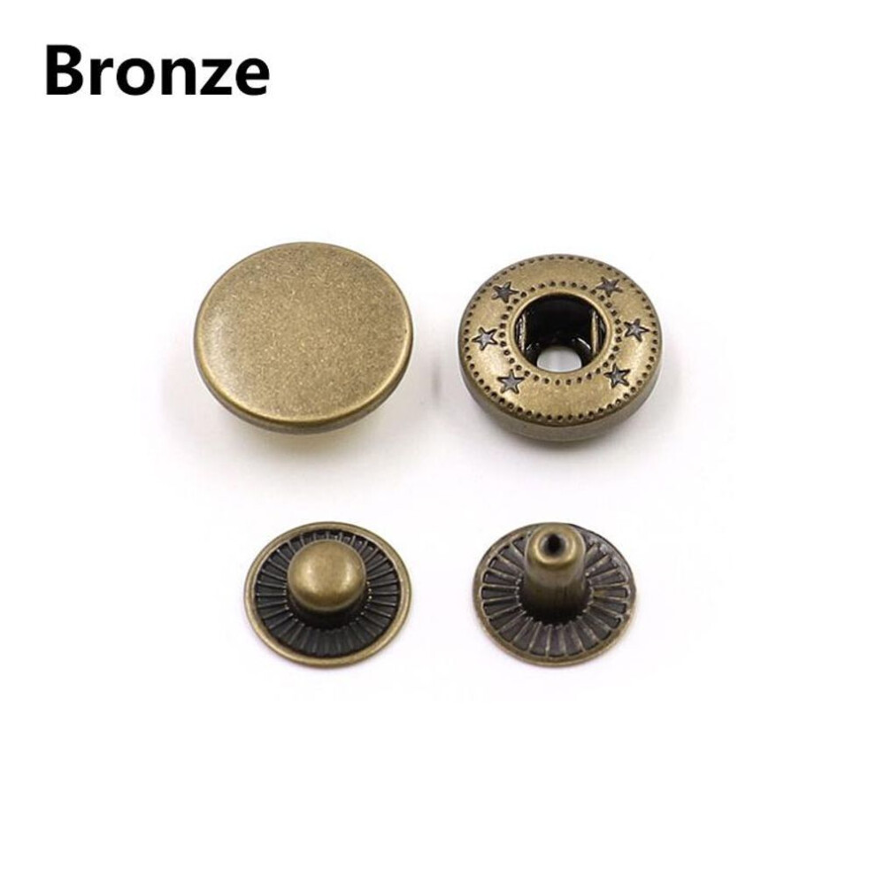 (bronze, 12mm) 10sets/lot High Quality Metal Brass Press Studs Sewing Button Snap Fasteners Sewing Leather Craft Clothes Bags