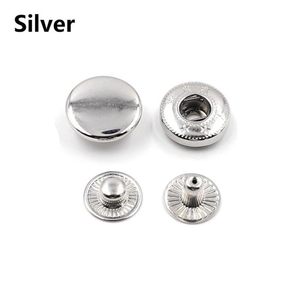 (silver, 12mm) 10sets/lot High Quality Metal Brass Press Studs Sewing Button Snap Fasteners Sewing Leather Craft Clothes Bags